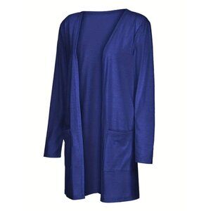 🌸3/$15🌸 Royal Blue Open Front Casual Knitwear Cardigan with Pocket XL